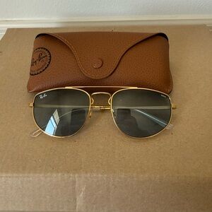 Ray-Ban Gold Frame Sunglasses with Black Lenses
